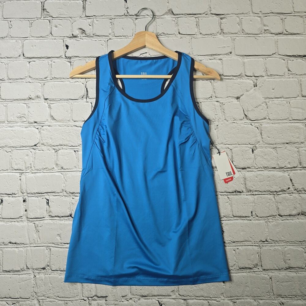 Tail Ocean‎ Blue Scoop Neck Shirring Athleisure Tank Racerback New Size Medium